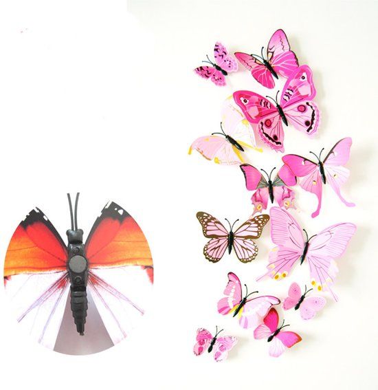 Favorite Things 3D Vlinder stickers/magneten Wanddecoratie voor kinderkamer/toilet/koelkast etc