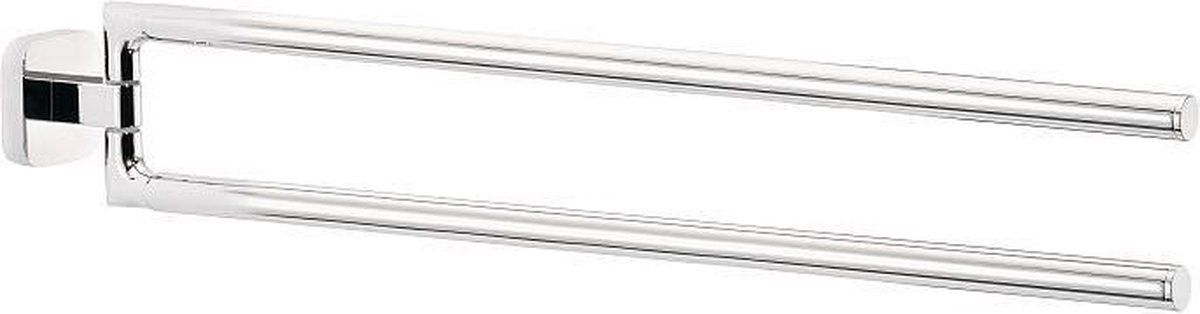 tesa Elegaant twee-armige handdoekhouder, zelfklevend, verchroomd, uniek ontwerp, 74mm x 50mm x 448mm