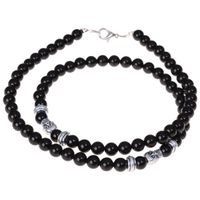 Memphis Accessories Zwarte Onyx kralen ketting voor mannen