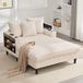 OKWISH Chaise longue 129 x 170 cm - Avec LED, USB, espace de rangement et porte-gobelets - Pour salon ou balcon - Velours côtelé - Beige