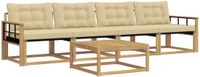 vidaXL - Acacia Hout - Bank Loungeset - 4 Zitplekken - Wit en Beige