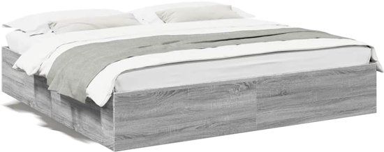 vidaXL Bedframe - Bewerkt Hout - Grijs Sonoma Eikenkleurig - 200x200 cm