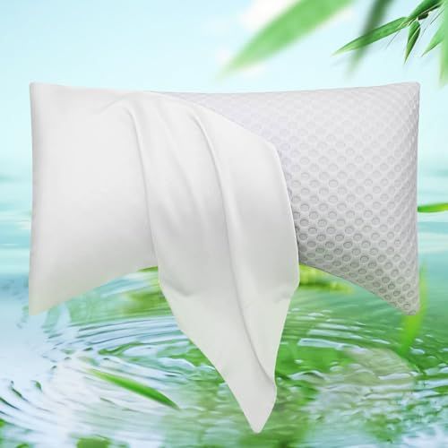 Koelende kussenslopen voor zijslapers - gebogen rayon afgeleid van bamboe kussensloop - ademende, koele, zijdezachte kussensloop voor warme slapers haar en huid, queensize 1 stuk, 50 x 76 cm wit
