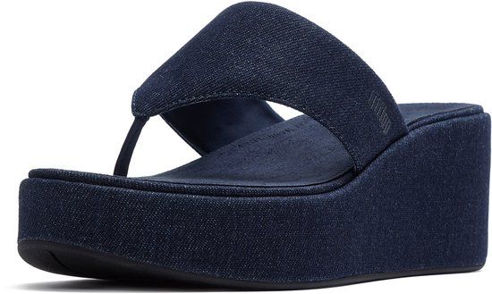 FitFlop TM FitFlop Platfforms Denim Wedge Toe-Post Sandals Dames Sandalen - Dark Denim