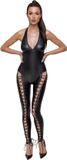 ORION Versand GmbH & Co. KG Combinaison à jambes ouvertes séduisantes – Large – Noir – Élasthanne, Polyester