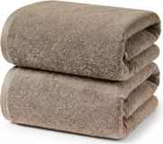 Ruggeri - Set van 2 douche- en badhanddoeken 70 x 140 cm - 100% puur katoen extra zacht - Handdoekencollectie - Let's Color! (taupe)