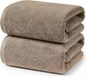 Ruggeri - Set van 2 douche- en badhanddoeken 70 x 140 cm - 100% puur katoen extra zacht - Handdoekencollectie - Let's Color! (taupe)