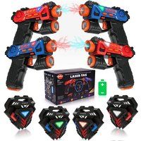 VATOS Laser Tag Pistolen Set - Set van 4 Laserpistolen met vest voor 4 Spelers - Leuk Groepsactiviteit Speelgoed