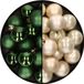 Decoris Kaemingk B.V. 32x stuks kunststof kerstballen mix van donkergroen en champagne 6 cm