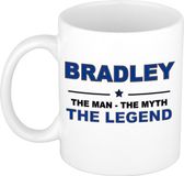 Bellatio Decorations Bradley cadeau mok - man myth legend - naam koffiemok / beker - wit en blauw - 300 ml - verjaardag