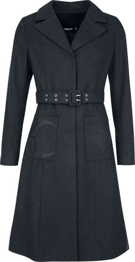 Jawbreaker Sun And Moon Embroidered Belted Coat Dames Lange jassen - zwart - M