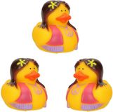 Krüger & Gregoriades Badeendjes - Flower Power - 6 stuks - hippie - geel - 5 cm