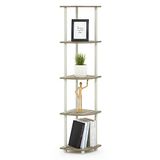 Furinno Hoekrek met 5 niveaus, multifunctioneel rek, hout, Sonoma eiken/wit, 29,46 x 29,46 x 146,56 cm