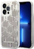 Karl Lagerfeld - Liquid Glitter Monogram - iPhone 14 Pro Etui - Zilver