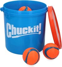 Chuckit! Bucket 8 Ballen M - Hondenbal - Oranje/Blauw - 8 stuks