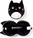 Puckator Relaxeazzz Feline Fine knuffel/reiskussen/slaapmasker - 2-in-1 set - Zwart