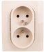 NILOE prise double avec/sans fiche compacte, 16A, 250V, avec plaque, couleur crème, numéro d'article 764641