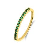 Lucardi Dames Zilveren goldplated ring met zirkonia voor dames - Ring - 925 Zilver - Goudkleurig - 16 / 50 mm