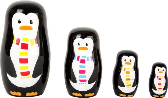 Small Foot - Houten Matroesjka Poppen Pinguin Familie - 4020972106193