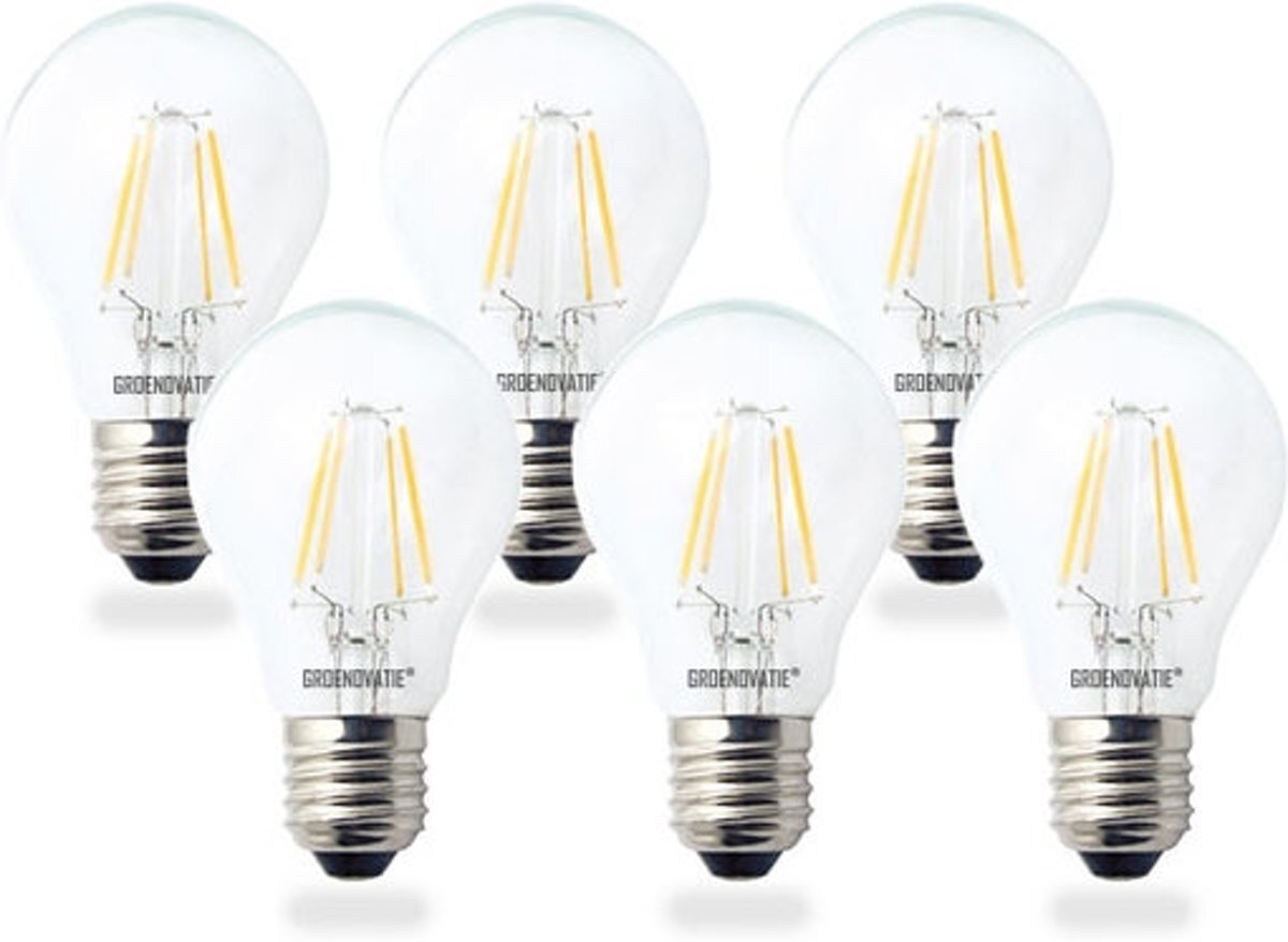 Groenovatie E27 LED Filament lamp 6W Extra Warm Wit Dimbaar 6-Pack