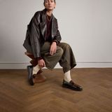 Manfield Loafers en mocassins en dames bruin lakleer met ponyhaar maat 42