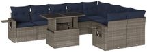 vidaXL - 10-delige - set - tuinbank - met - kussens, - gris - polyrotan