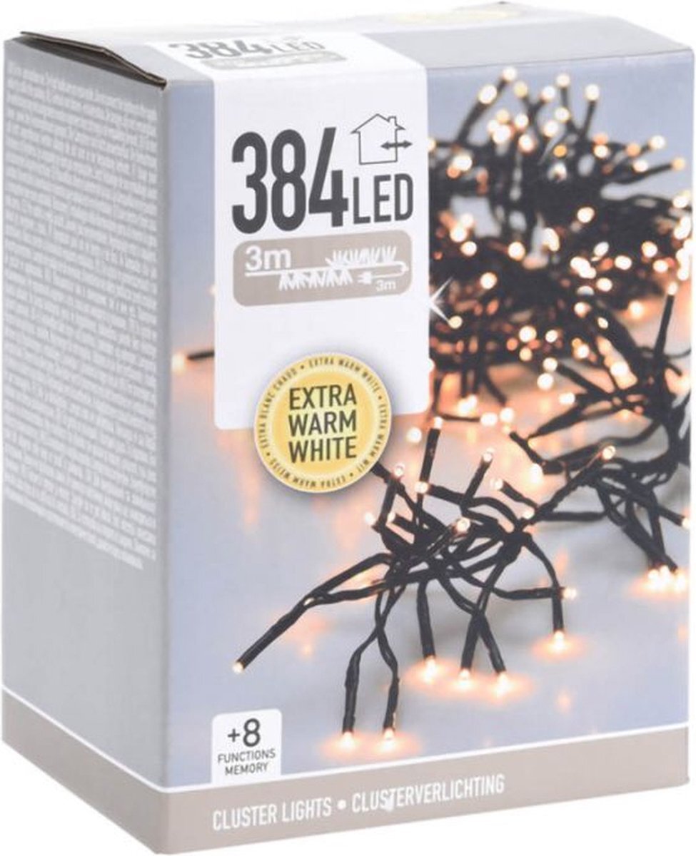 Oneiro Oneiro’s luxe Clusterverlichting - 384 LED - 2.8m - extra warm wit - kerst – clusterverlichting- feestdagen - winter - verlichting - binnen - buiten – sfeer