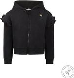 Koko Noko Bio Cotton Sweater met rits dropped shoulder met roesjes Black Maat 92