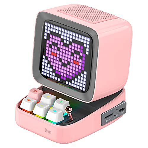 Divoom Ditoo Multifunctionele Pixel Art LED draagbare Bluetooth luidspreker, 256 programmeerbaar LED-paneel met feestlicht, smart digitale tafelklok, gaming muziekbox ondersteunt TF-kaart en radio