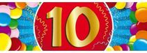 Bellatio Decorations 10 jaar leeftijd sticker - 19 x 6 cm - verjaardag - jubileum - versiering