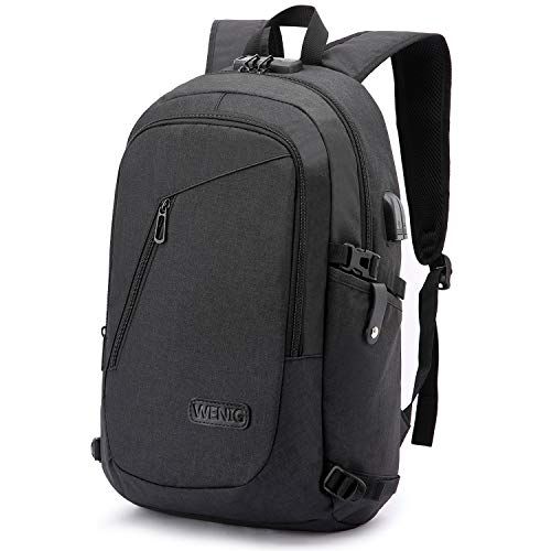 WENIG Laptop Rugzak, Zwart, Anti-diefstal, 15.6 inch