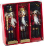Bellatio Decorations Hit Trading B.V. Kersthangers notenkrakers - 3x stuks - hout - 12,5 cm - poppetjes/soldaten