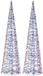 Lumineo LED kegel kerstboom lampen - 2x - zilver parelmoer - 40 leds wit - D18 x H80 - timer