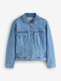 Next - Dames - Fuller Bust Fitted Denim Jacket - Petite - Blauw