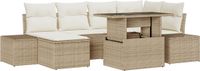 vidaXL Tuinbank Set - 7-delig - Beige en Crème - Poly Rattan