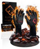 FLIPLINE Barbecuehandschoenen, hittebestendig, premium vuurvaste handschoenen, ovenhandschoenen, kookhandschoenen, bakhandschoenen voor keuken en barbecue, inclusief recepten e-book (L)