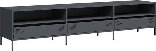 vidaXL Tv-meubel 202x39x43,5 cm koudgewalst staal antracietkleurig