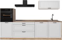 Vicco Complete keukeneenheid R-Line, Wit landelijk/Goudkleurig Eiken, 280 cm goudkleurig eiken werkblad