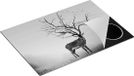 Chefcare Inductie Beschermer Hert met een Bomen Gewei - Zwart Wit - 75x55 cm