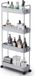 Chariot de rangement avec panier - 4 couches, extensible - chariot de courses roulant - utilisable pour cuisine, salle de bain, chambre - gris. Étagère pour machine à laver