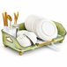 Velox Goods Égouttoir avec bac de récupération et bec verseur pivotant - Égouttoir à couverts - Égouttoir pour assiettes, verres et couverts - 44 x 28 cm - Vert
