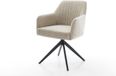 Chaise de salle à manger Greg-Flex piètement croisé large tissu tissé noir beige pivotant à 360° fonction basculante noyau à ressorts ensachés