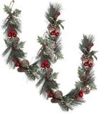 Feeric Christmas Guirlande de sapin - 2x - avec décorations de Noël - rouge - 100 x 7,5 cm