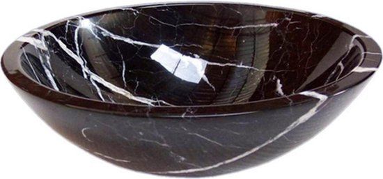 Saniclass Pesca Nero Marquina waskom 43x43x13.5cm rond marmer zwart BMSB-015