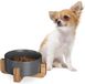 Relaxdays Hondenvoerbak - Keramiek - 850 ml - Hondenbak met Bamboe Houder - Grijs