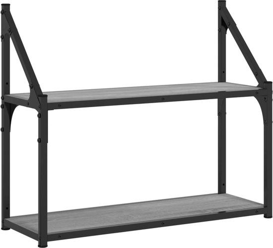 vidaXL Wandrek 2-laags 60x21x51 cm Bewerkt Hout Grijs Sonoma