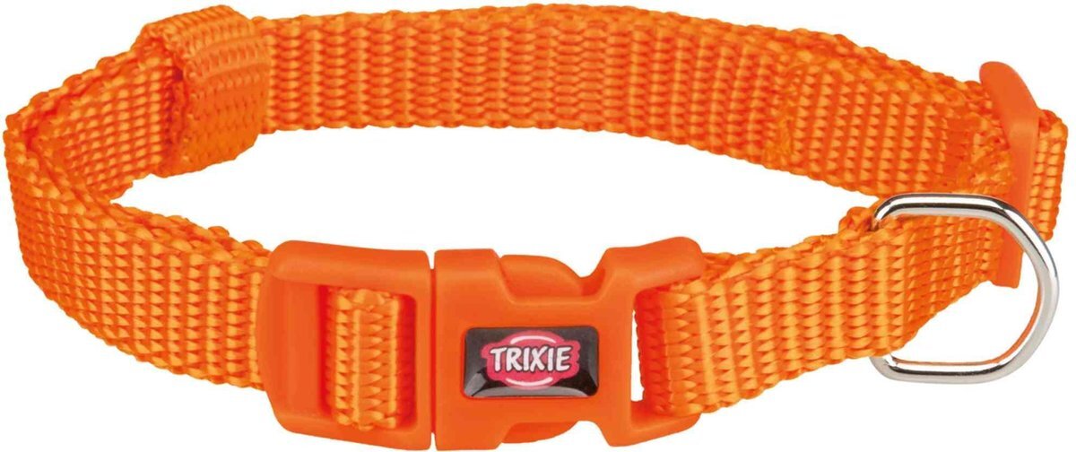 TRIXIE Hondenhalsband - Premium nylon halsband – S–M: 30–45 cm/15 mm – Kleur: Papaya