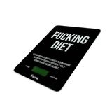 Fisura - Digitale keukenweegschaal "f*cking diet" elektronische precisieweegschaal 5kg/11lbs. Multifunctionele voedselweegschaal. Glas en ABS. 15 x 22