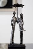 Gilde handwerk Beeld "Veilig onder de Paraplu" - Poly antiek zilver - 11x14x36cm