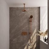Brauer Copper Edition Thermostatische Regendoucheset Inbouw - Hoofddouche 20 cm - Met Drukknoppen - Handdouche 3 Standen - Doucheslang - Geintegreerde Glijstang